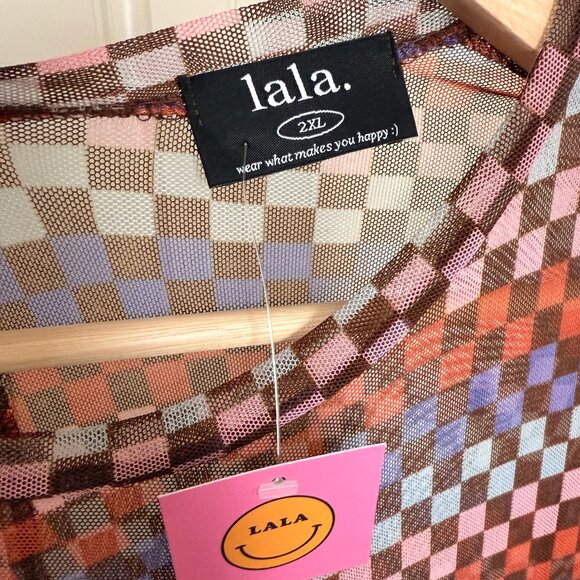 NWT Dressed in Lala More You Mesh Maxi Dress in Disco Checkerboard, Size 2X - Picture 7 of 16